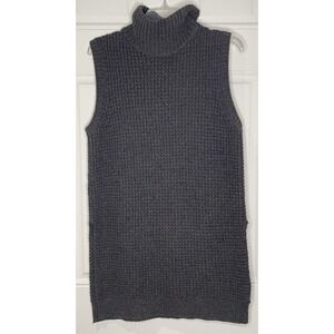 LINE The Label Women's Medium Textured Dark Gray Sleeveless Turtleneck Sweater